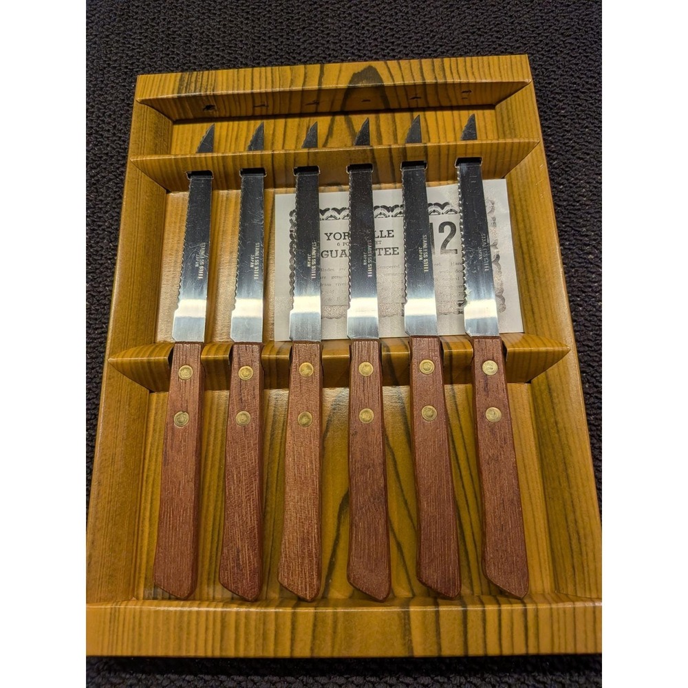 Vintage Yorkville Japan Stainless Steel Hardwood 6-Piece Steak Knife Set